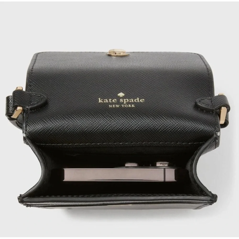 Kate Spade Madison North South Flap Phone Leather Crossbody NWT Black